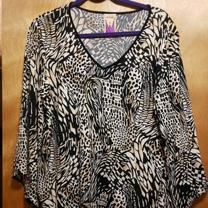 Long Sleeve Flowy Animal Print Blouse